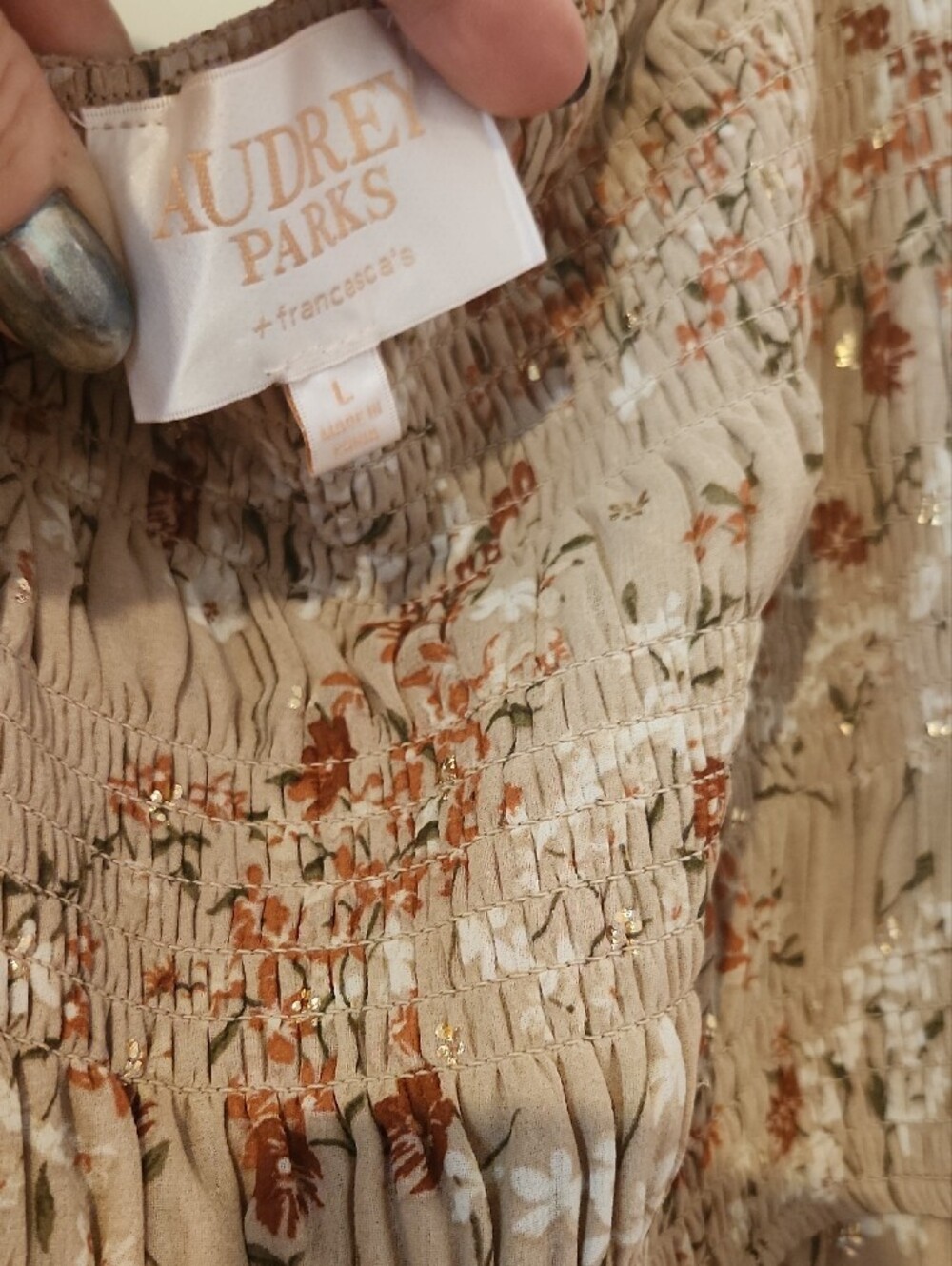 Francesca's Collections Cream Maxi Dress with Dusty Rose Floral - Picture 3 of 7